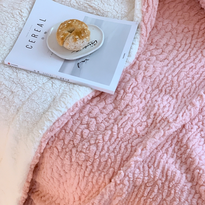 91家纺网 家纺一手货源 找家纺 昔可家纺 2023云朵绒毯 珊瑚粉