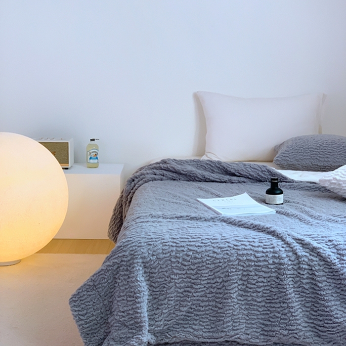 91家纺网 家纺一手货源 找家纺 昔可家纺 2023云朵绒毯 海松灰