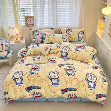 桃子家居 2023新款正版哆啦A梦叮当猫授权卡通加厚牛奶绒系列四件套 绒哆啦A梦-调皮叮当