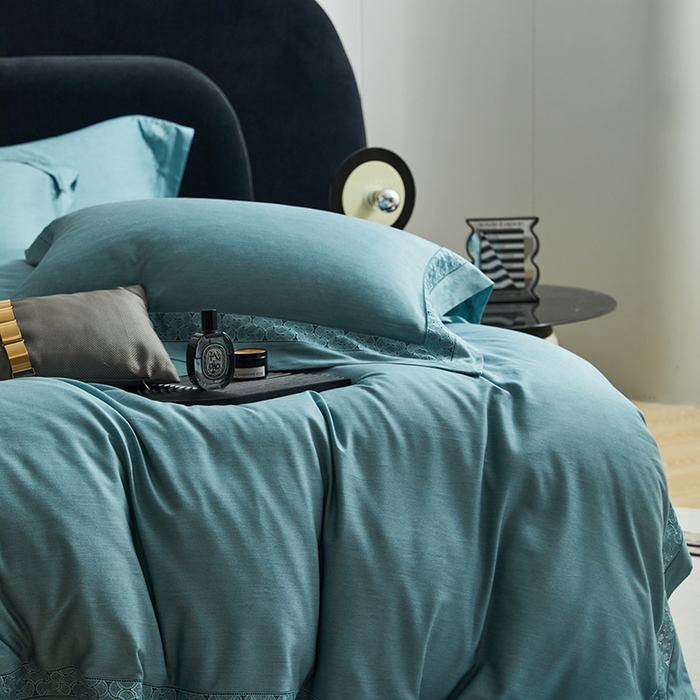 91家纺网 家纺一手货源 找家纺 榻尚家居 2023新款色纺天丝棉磨毛保暖四件套—温莎城堡 温莎城堡-蓝