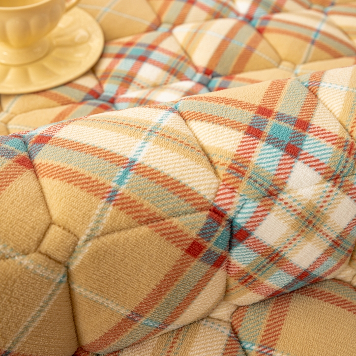 91家纺网 家纺一手货源 找家纺 慕木家纺 2025新款A类牛奶绒纯色印花加厚保暖床垫护垫床褥子 黄蓝格