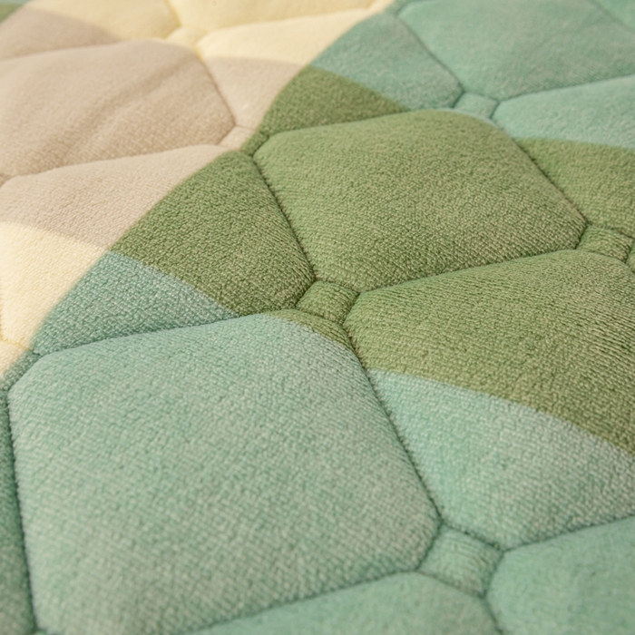 91家纺网 家纺一手货源 找家纺 慕木家纺 2025新款A类牛奶绒纯色印花加厚保暖床垫护垫床褥子 绿大格