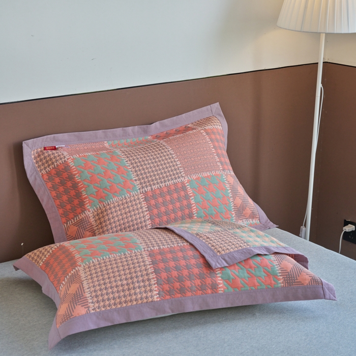 91家纺网 家纺一手货源 找家纺 棠薇家纺-毛巾被 2023新款60支细纱全棉枕巾三层纱夹棉枕巾 艾克粉枕巾