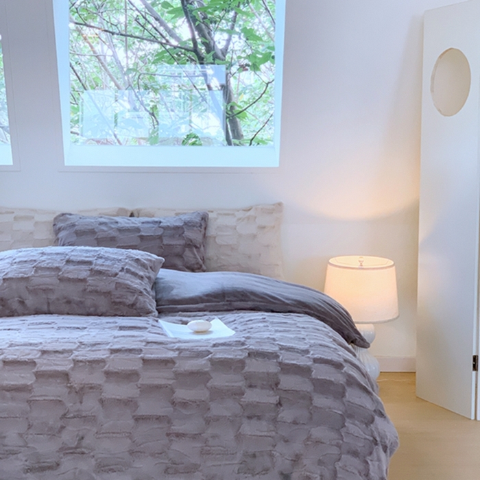 91家纺网 家纺一手货源 找家纺 昔可家纺 2023兔兔绒四件套 格调灰