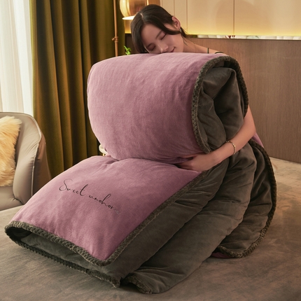 91家纺网 家纺一手货源 找家纺 （总）吾诺家居 2023新款秋冬保暖二合一可拆洗冬被被子被芯-双拼色