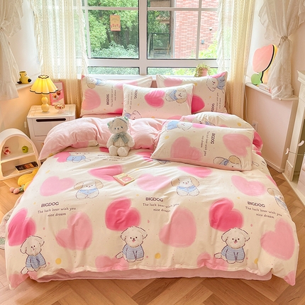 91家纺网 家纺一手货源 找家纺 麦伦家居 2023秋冬新品多功能床品全棉加牛奶绒四件套 萌系新宠