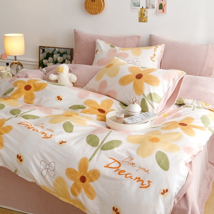 91家纺网 家纺一手货源 找家纺 麦伦家居 2023秋冬新品多功能床品全棉加牛奶绒四件套 安莉