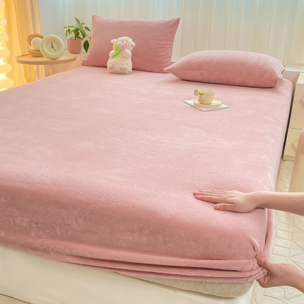 91家纺网 家纺一手货源 找家纺 （总）康纳利 2024新款加厚印花牛奶绒床笠纯色牛奶绒床笠单床笠