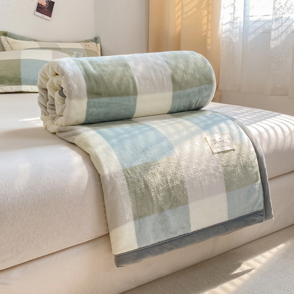 91家纺网 家纺一手货源 找家纺 （总）慕木家纺 2025新款牛奶绒双面绒纯色印花毛毯盖毯三件套
