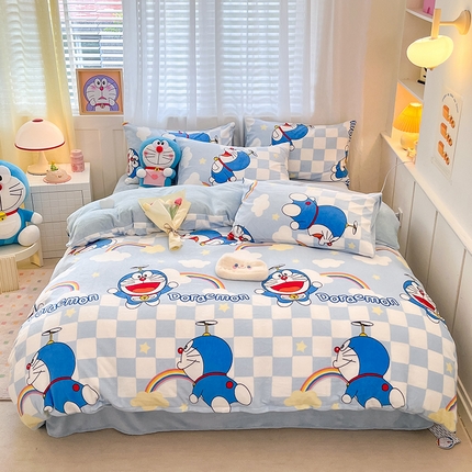 桃子家居 2023新款正版哆啦A梦叮当猫授权卡通加厚牛奶绒系列四件套 绒哆啦A梦-梦想叮当
