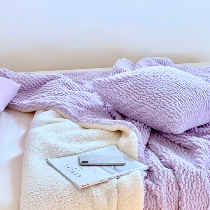 91家纺网 家纺一手货源 找家纺 昔可家纺 2023云朵绒毯 香芋紫