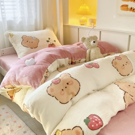 91家纺网 家纺一手货源 找家纺 （总）柒月家居 2023新款亲肤舒适学生床法莱绒套件