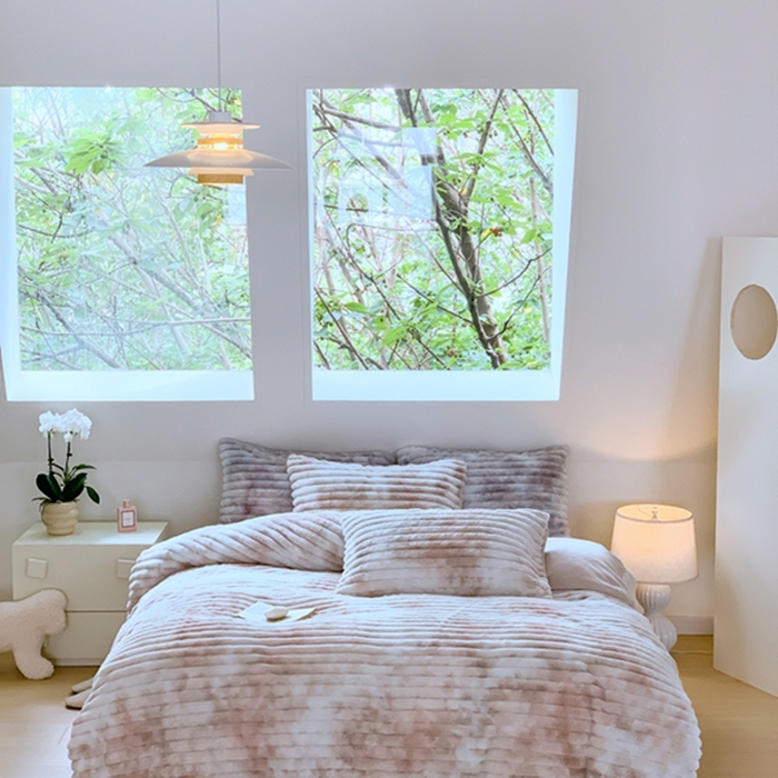 91家纺网 家纺一手货源 找家纺 昔可家纺 2023兔兔绒四件套 琥珀扎染