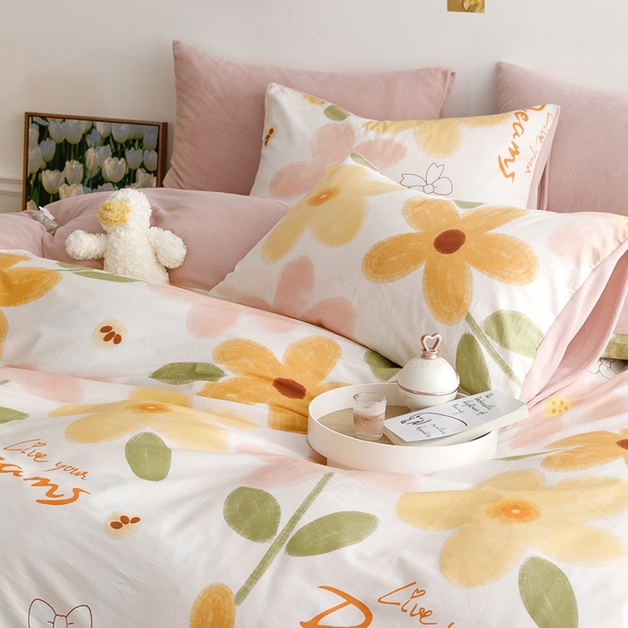 91家纺网 家纺一手货源 找家纺 麦伦家居 2023秋冬新品多功能床品全棉加牛奶绒四件套 安莉