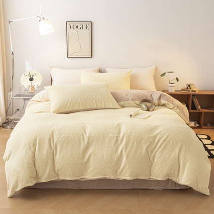 91家纺网 家纺一手货源 找家纺 （总）寐眠 2023新款牛奶绒剪花四件套（菱格）