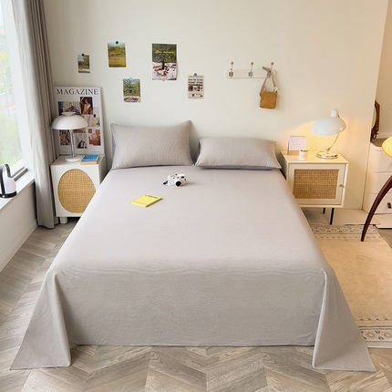 91家纺网 家纺一手货源 找家纺 芃成家纺 2023新款全棉水洗棉床单 灰条纹