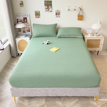 91家纺网 家纺一手货源 找家纺 芃成家纺 2023新款全棉水洗棉单床笠 草绿