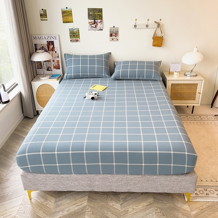 91家纺网 家纺一手货源 找家纺 芃成家纺 2023新款全棉水洗棉单床笠 米莱蓝