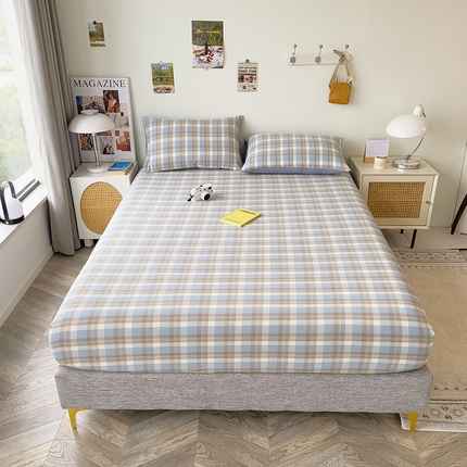 91家纺网 家纺一手货源 找家纺 芃成家纺 2023新款全棉水洗棉单床笠 简兮兰