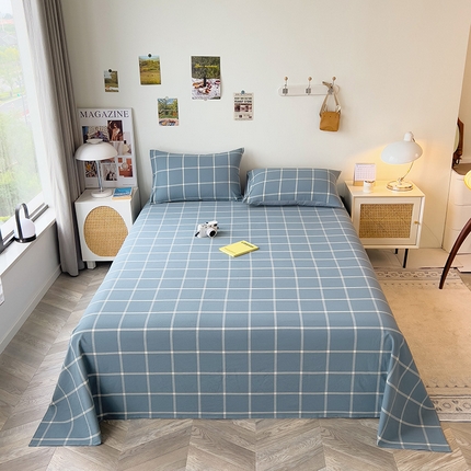 芃成家纺 2023新款全棉水洗棉床单 米莱蓝
