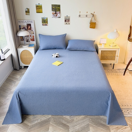 芃成家纺 2023新款全棉水洗棉床单 牛仔蓝