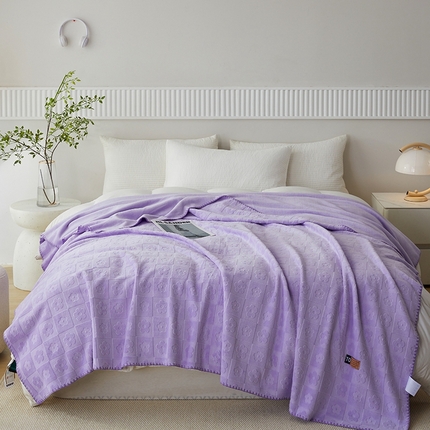 凯艾玲（原优轩） 2023新款软糯撸猫毯毯四季空调毯烂花绒毛毯子双层复合毯 蔷薇紫