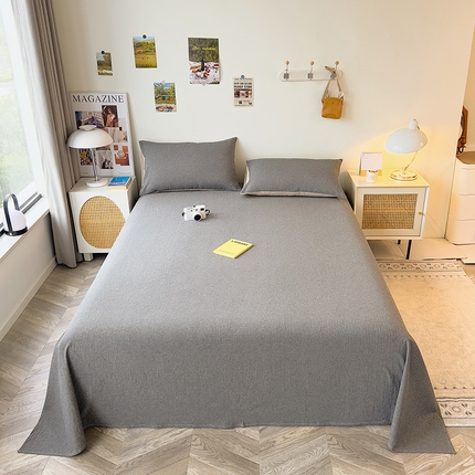 91家纺网 家纺一手货源 找家纺 芃成家纺 2023新款全棉水洗棉床单 高级灰