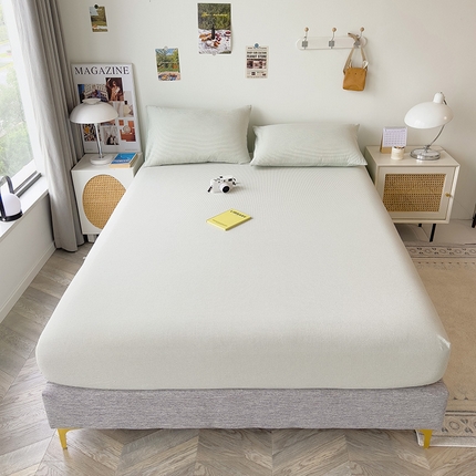 芃成家纺 2023新款全棉水洗棉单床笠 绿条纹