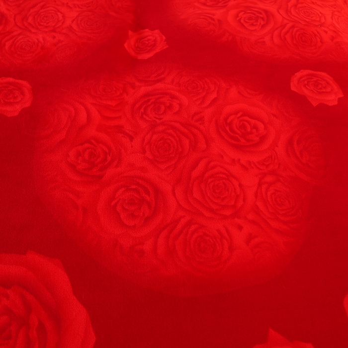 91家纺网 家纺一手货源 找家纺 爱洛 2023新款高克重印花牛奶绒四件套金貂绒四件套 大红玫瑰