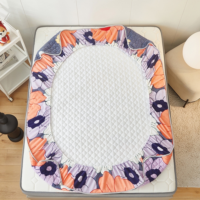 91家纺网 家纺一手货源 找家纺 米柳家纺 2023直播爆款牛奶绒夹棉床笠 繁花