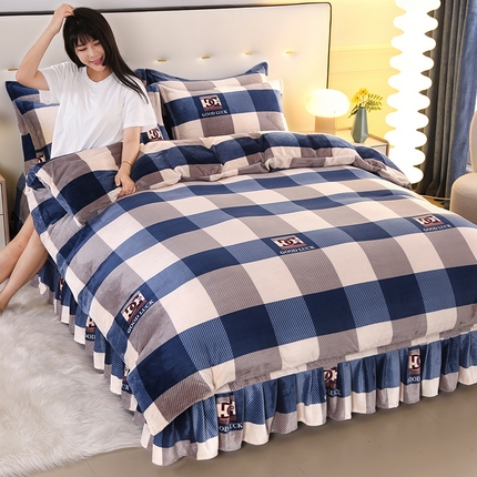 91家纺网 家纺一手货源 找家纺 （总）爱洛 2023新款高克重印花牛奶绒四件套金貂绒四件套