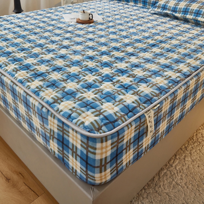 91家纺网 家纺一手货源 找家纺 米柳家纺 2023直播爆款牛奶绒夹棉床笠 休闲格调