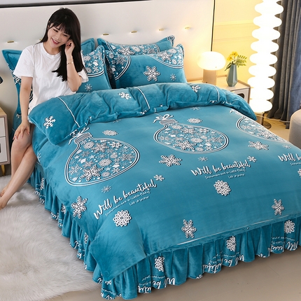 爱洛 2023新款高克重印花牛奶绒四件套金貂绒四件套 冰雪奇缘
