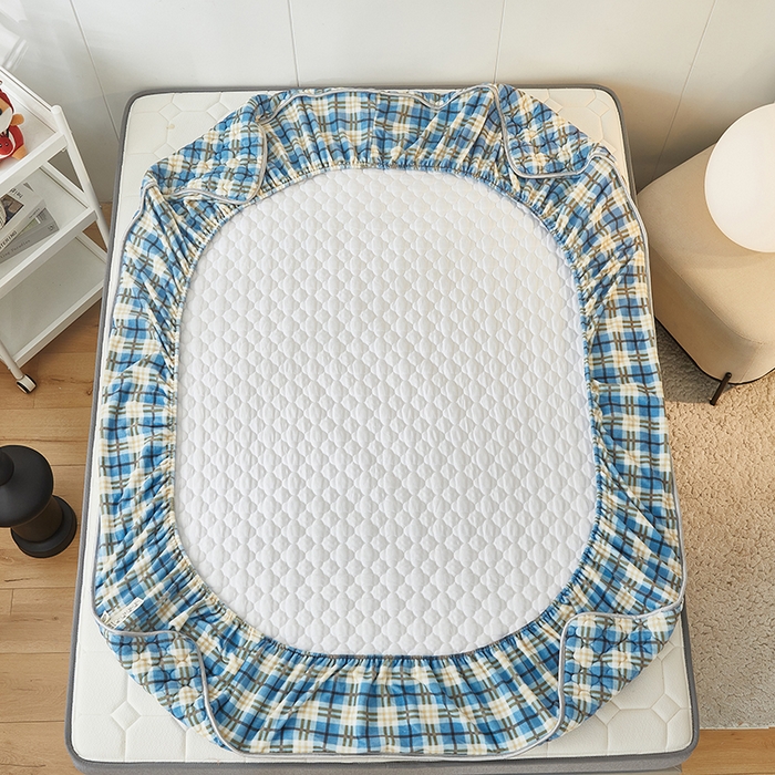 91家纺网 家纺一手货源 找家纺 米柳家纺 2023直播爆款牛奶绒夹棉床笠 休闲格调