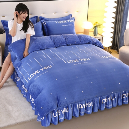 91家纺网 家纺一手货源 找家纺 （总）爱洛 2023新款高克重印花牛奶绒四件套金貂绒四件套