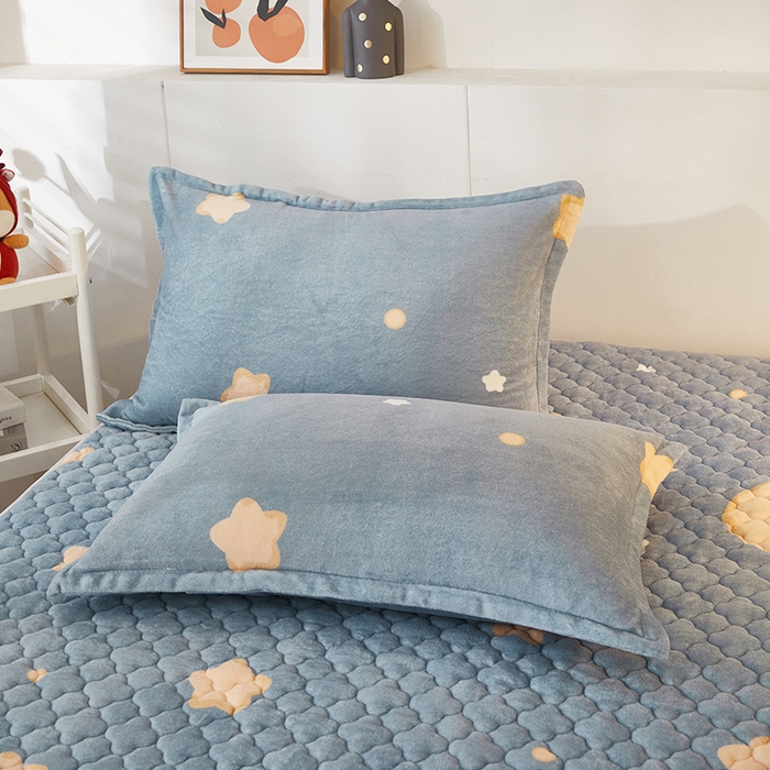 91家纺网 家纺一手货源 找家纺 米柳家纺 2023直播爆款牛奶绒夹棉床笠 星空