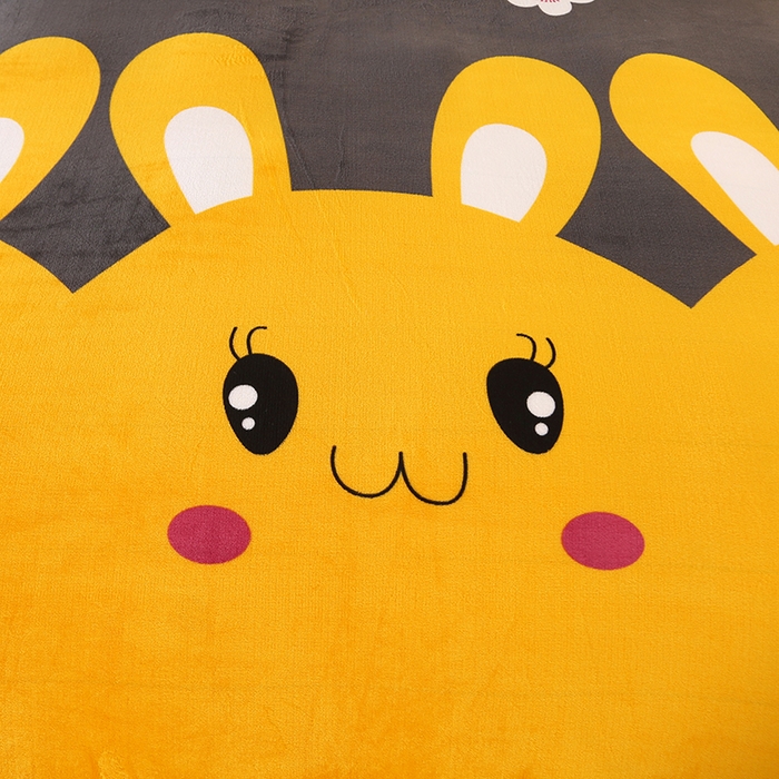 91家纺网 家纺一手货源 找家纺 爱洛 2023新款高克重印花牛奶绒四件套金貂绒四件套 萌萌兔