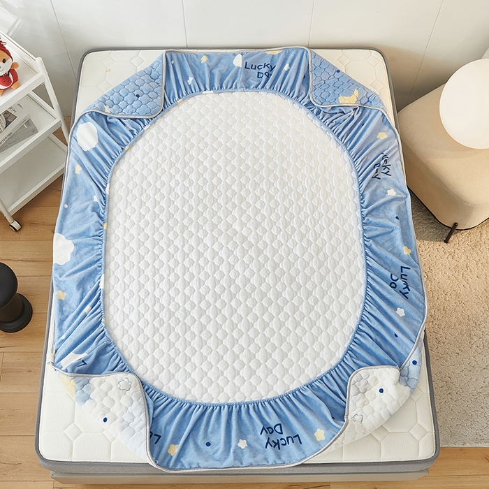 91家纺网 家纺一手货源 找家纺 米柳家纺 2023直播爆款牛奶绒夹棉床笠 云海