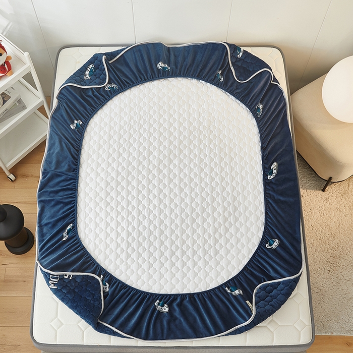 91家纺网 家纺一手货源 找家纺 米柳家纺 2023直播爆款牛奶绒夹棉床笠 宇航员