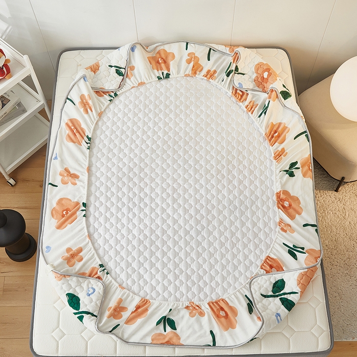 91家纺网 家纺一手货源 找家纺 米柳家纺 2023直播爆款牛奶绒夹棉床笠 浪漫花语