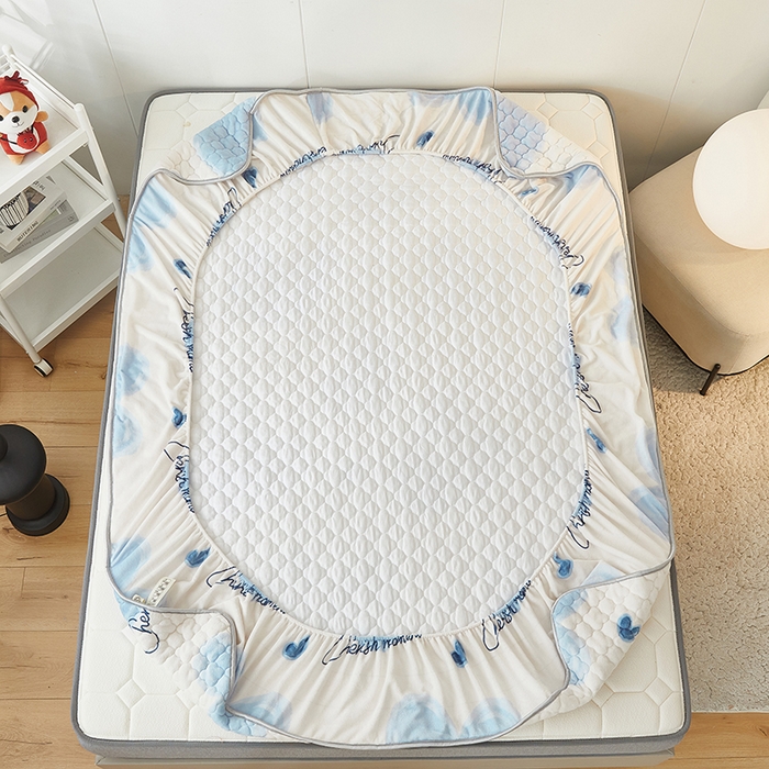 91家纺网 家纺一手货源 找家纺 米柳家纺 2023直播爆款牛奶绒夹棉床笠 怦然心动