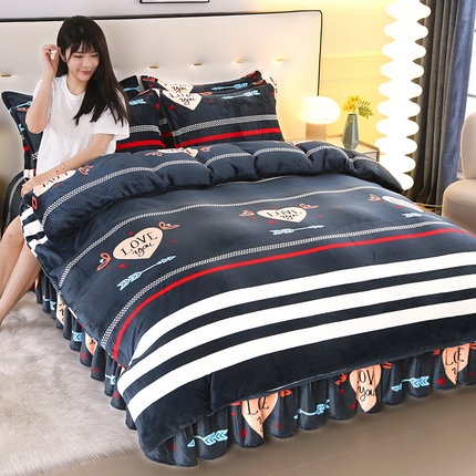 91家纺网 家纺一手货源 找家纺 （总）爱洛 2023新款高克重印花牛奶绒四件套金貂绒四件套