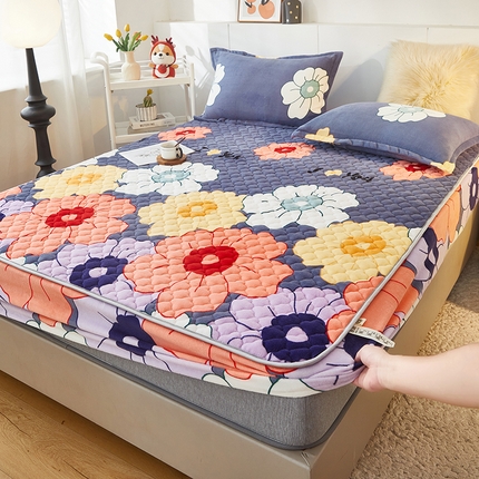 米柳家纺 2023直播爆款牛奶绒夹棉床笠 繁花