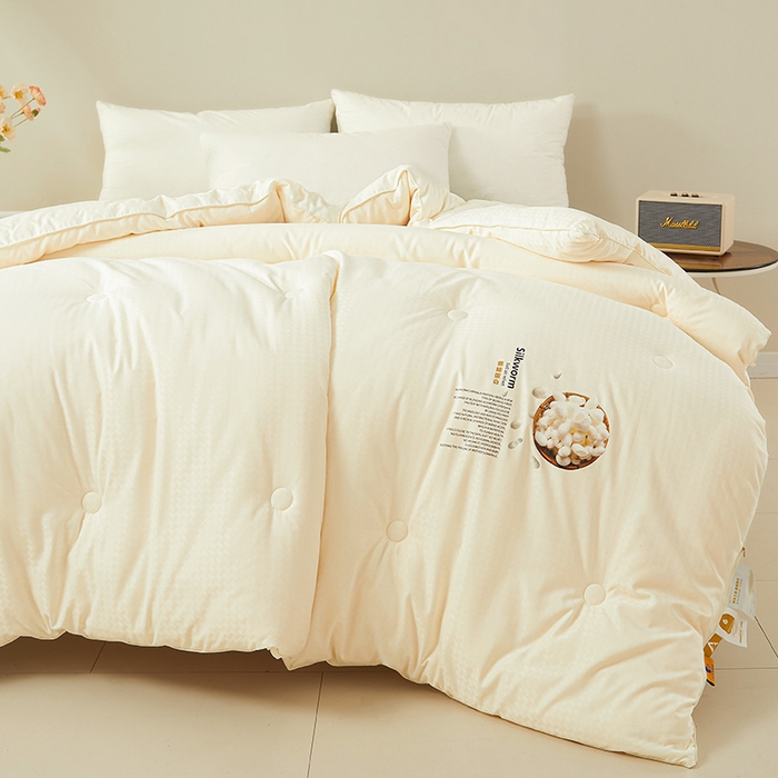 91家纺网 家纺一手货源 找家纺 伊被源 2023秋冬新款A类黄金蚕蛹蛋白被 被子被芯---千鸟格  白色