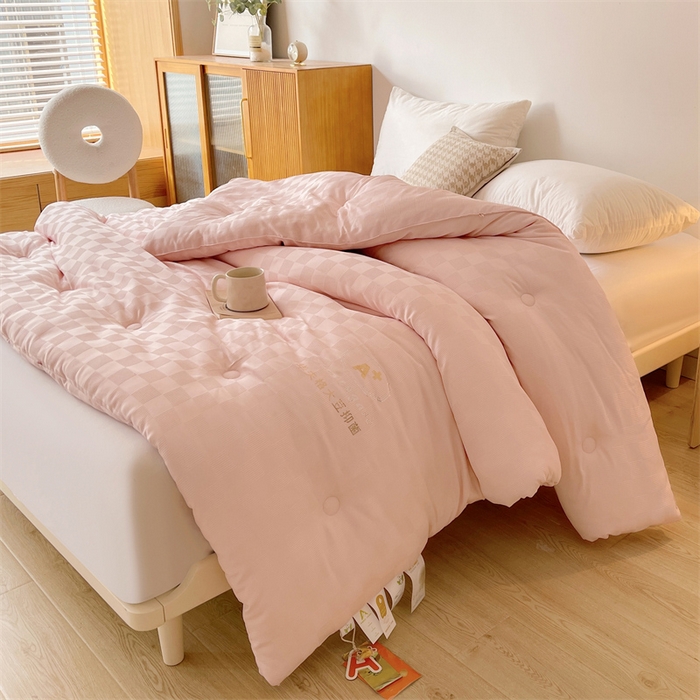 91家纺网 家纺一手货源 找家纺 伊被源 2023秋冬新款A类母婴级有机抗菌大豆蛋白被 被子被芯---华夫格魔方 玉色