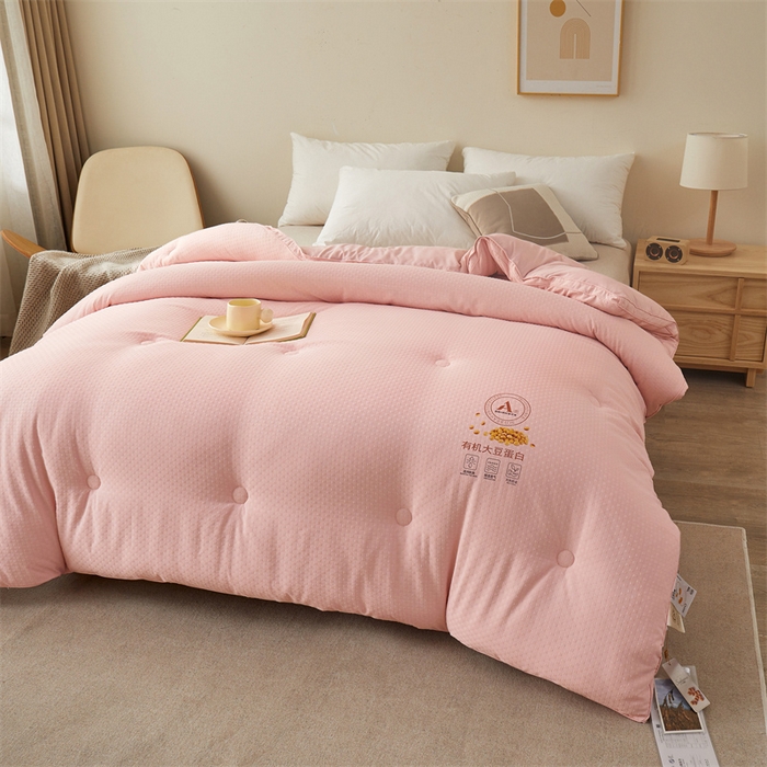 91家纺网 家纺一手货源 找家纺 伊被源 2023秋冬新款A类母婴级有机抗菌大豆蛋白被 被子被芯---华夫格田园 豆沙