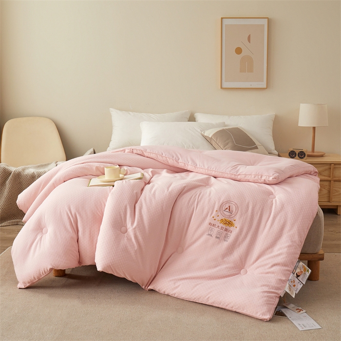 91家纺网 家纺一手货源 找家纺 伊被源 2023秋冬新款A类母婴级有机抗菌大豆蛋白被 被子被芯---华夫格田园 豆沙