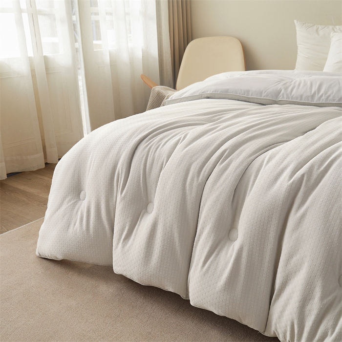 91家纺网 家纺一手货源 找家纺 伊被源 2023秋冬新款A类母婴级有机抗菌大豆蛋白被 被子被芯---华夫格田园 灰色