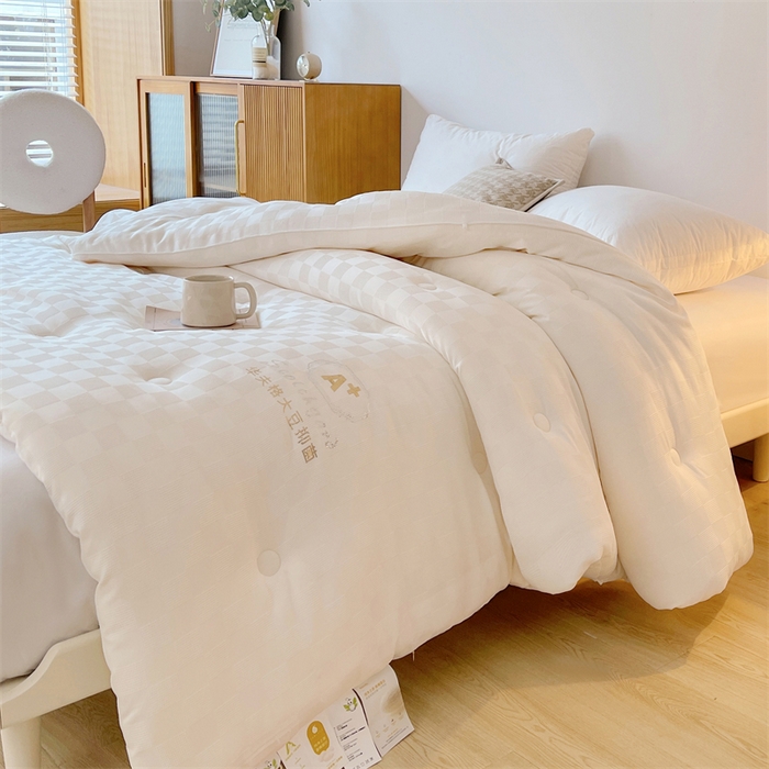 91家纺网 家纺一手货源 找家纺 伊被源 2023秋冬新款A类母婴级有机抗菌大豆蛋白被 被子被芯---华夫格魔方 白色