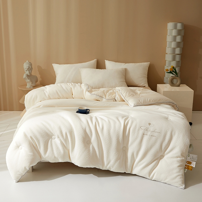 91家纺网 家纺一手货源 找家纺 伊被源 2023秋冬新款A类针织提花蚕蛹蛋白被被子被芯 艾格